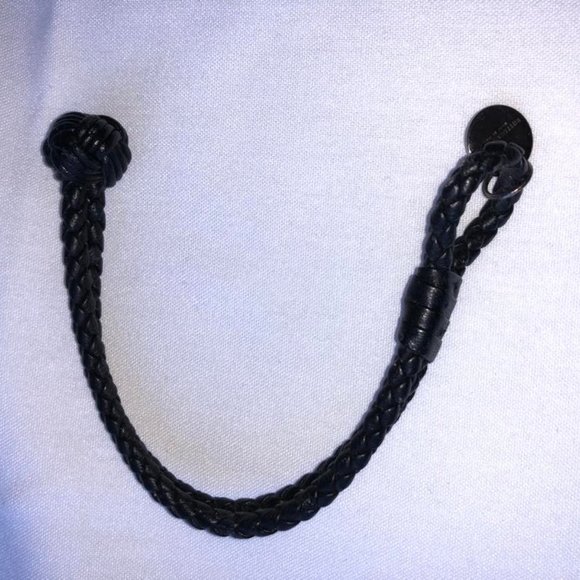 BOTTEGA VENETA Intrecciato Bracelet Black Leather/Silver. Authentic - Picture 3 of 6